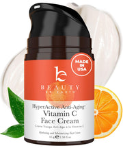 Beauty by Earth jar front view showing clean organic vitamin C cream packaging benefit brightens