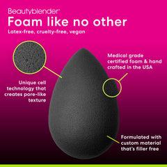 beautyblender micro mini pro next to full-size blender to show compact scale