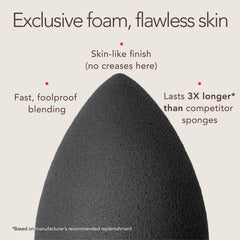 beautyblender side profile highlighting rounded surface for fast coverage