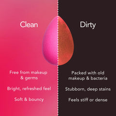 beautyblender sponge being cleaned on solid cleanser showing deep-clean benefit