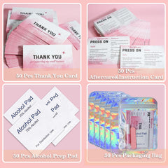 Bebbtiy holographic bag displayed with press-on nails for attractive unboxing