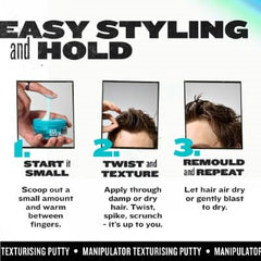 Bed Head Manipulator styled short hair displaying defined, textured finish