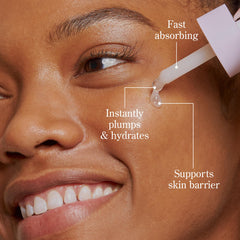 Beekman 1802 milky-serum texture close-up showing fast-absorbing finish
