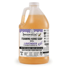 Beessential front bottle showing lavender label and large 64 oz size benefit
