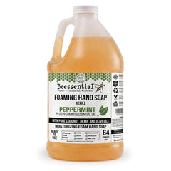 Beessential front bottle showing peppermint label and refill size for savings