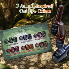 beetles Gel Polish swatches of six cat-eye colors for design ideas