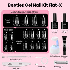 beetles Flat-X pre-numbered tips array illustrating 16 sizes for perfect fit