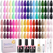 Beetles Gel Polish front layout showing all bottles and kit packaging, convenient full set