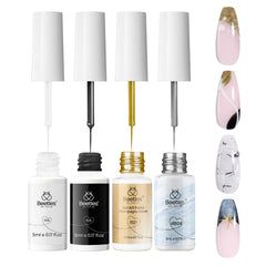 Beetles Gel Polish front packaging showing four gel liner bottles and labels for clear identification and convenience