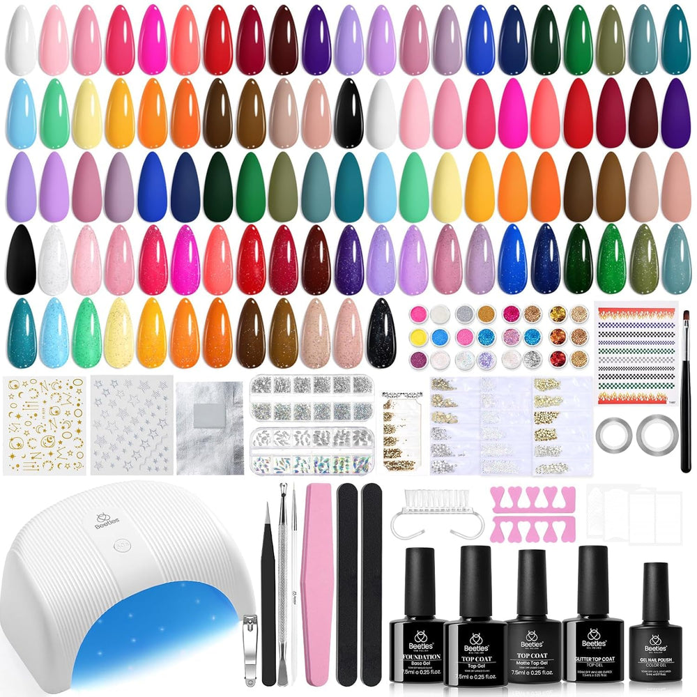 beetles gel polish front packaging showing full 53-piece kit benefits