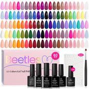 Beetles Gel Polish front packaging showing complete 63-piece kit benefit