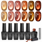 Beetles Gel Polish front packaging showing six fall cat-eye bottles and branding benefit easy selection