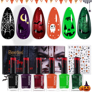 beetles front packaging showing six festive polish bottles and box, easy gift