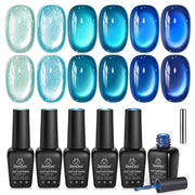 beetles front packaging showing six blue cat eye bottles and magnet for easy selection