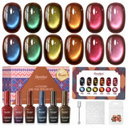 beetles front packaging showing six warm brown cat eye bottles for cozy fall nails