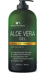 Being Naturals front jar of aloe vera gel showing packaging and volume for quick identification