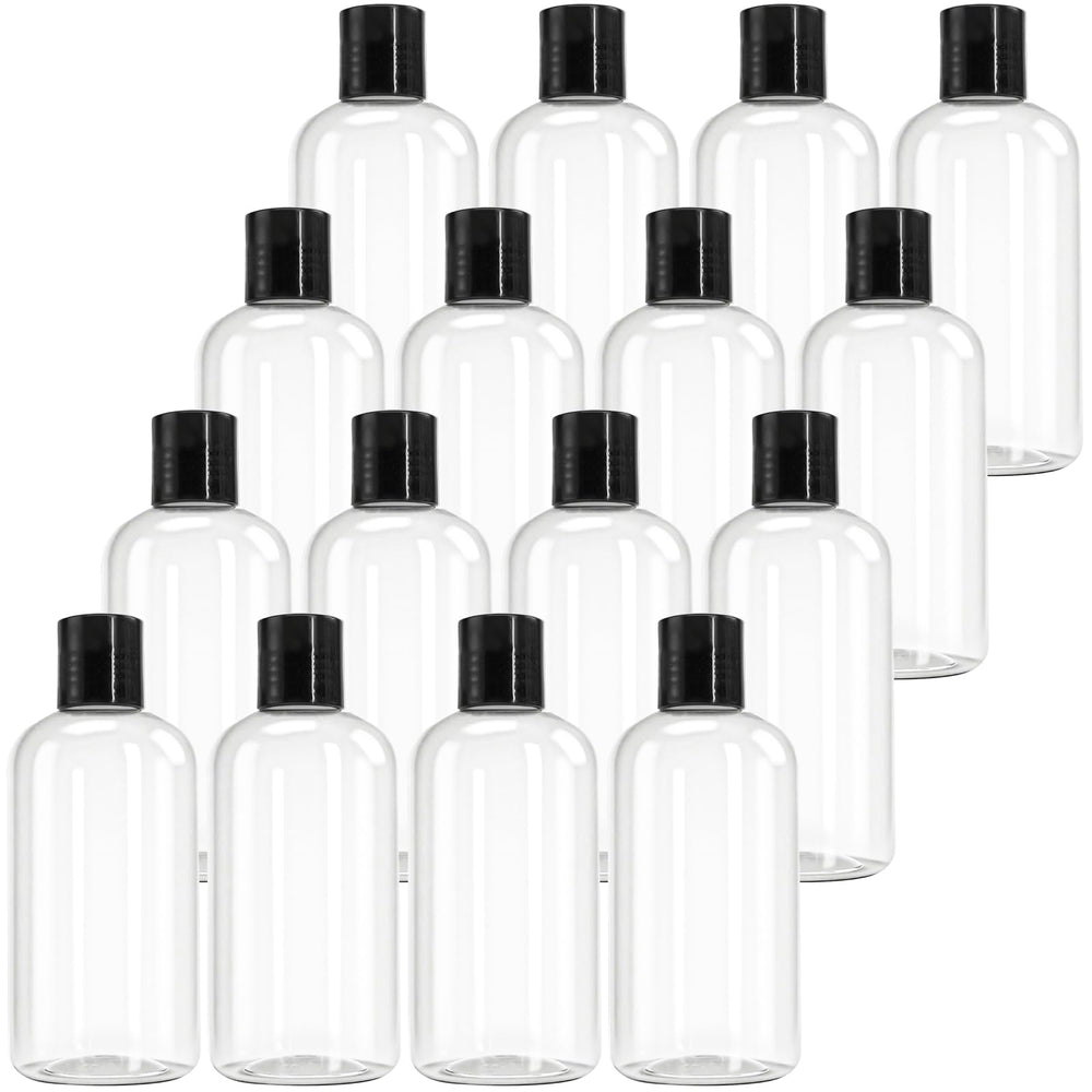 Bekith clear 16-pack front view showing bottles and caps for tidy storage