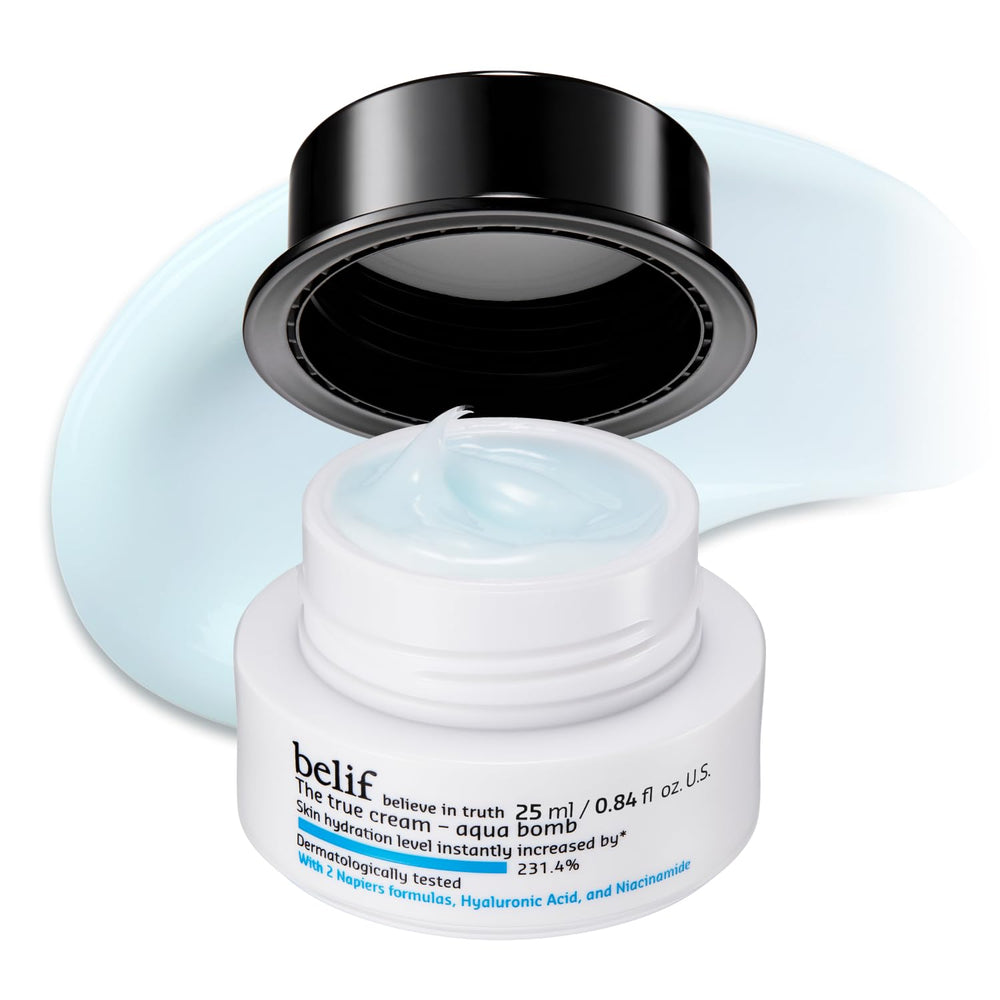 belif front jar shot showing compact hydrating gel moisturizer benefit