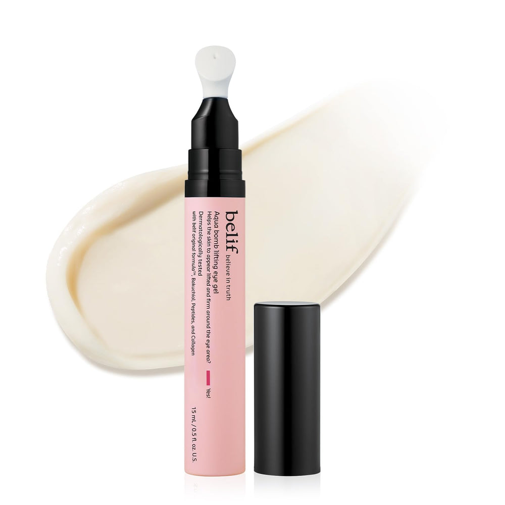belif front bottle showing sleek eye serum packaging and brightening benefit