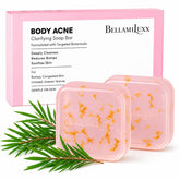 BellamiLuxx front packaging showing the acne soap bar and benefits