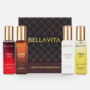 BellaVita front packaging showing all four 20ml bottles and elegant gift box, premium presentation