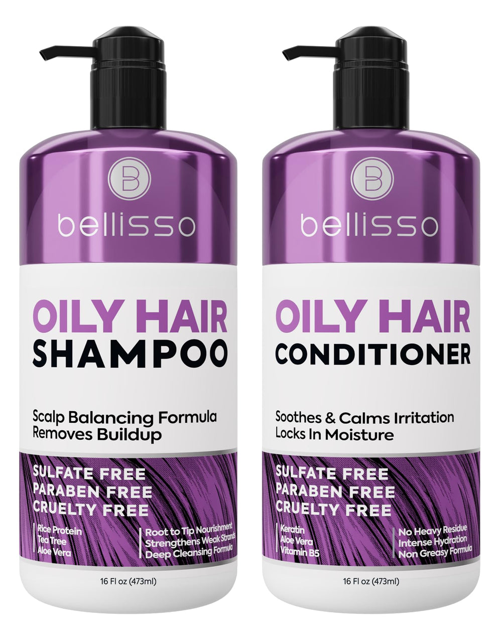 BELLISSO front packaging showing both bottles and clear oil-control benefit