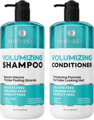 BELLISSO front packaging showing volumizing duo for fuller hair benefit