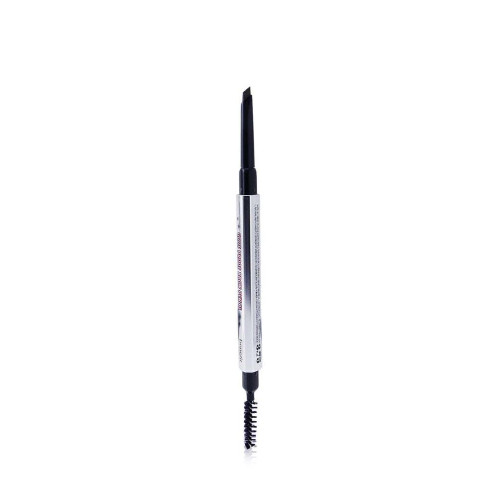 Benefit pencil front packaging showing compact, travel-ready brow tool benefit