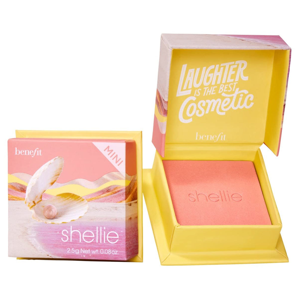 Benefit compact front view showing Shellie shade and lightweight benefit