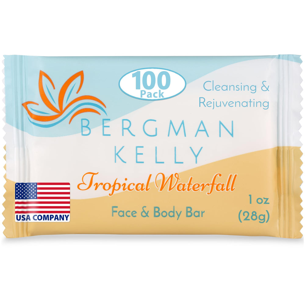 BERGMAN KELLY front packaging showing 100-count Tropical Waterfall benefits clarity