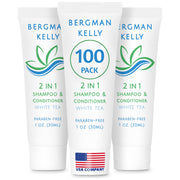 BERGMAN KELLY front packaging showing 100 tubes and white tea branding for efficient restocking