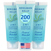Bergman Kelly front packaging showing tropical ginger-lime scent and 1 fl oz size, convenient for guests