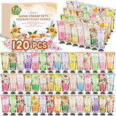 BESNEL front view of 120-pack mini hand cream set showing all tubes and labels for gifting