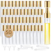BESNEL front view of 50-pack clear 5ml bottles showing quantity and portability benefit