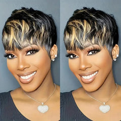Besteffie front view of pixie wig showing natural look and confidence