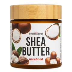 Better Shea Butter jar front view showing clean packaging and pure product benefit