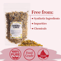 Better Shea Butter chamomile tea steeping in a clear cup showing soothing, caffeine-free infusion
