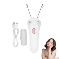 Betued front view of pink threading device showing compact design and easy handling