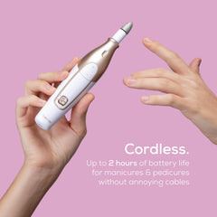 Beurer handpiece close-up displaying spindle and ergonomic grip for precise control