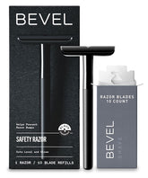 Bevel brass handle razor front view showing balanced design and improved control