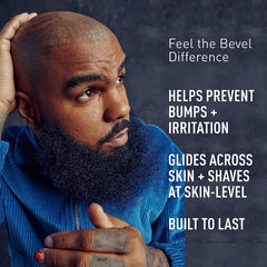 Bevel safety razor head close-up highlighting precise blade seating