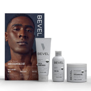 Bevel front packaging showing full skin care set and clear benefits