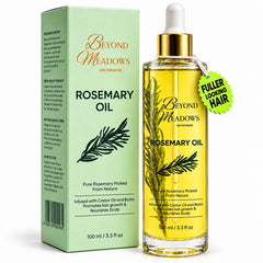 Beyond Meadows front bottle showing rosemary oil and volume benefit