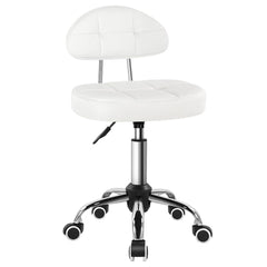 BFTOU front view of white swivel stool showing clean minimalist design and mobility