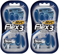 BIC Flex 3 front packaging showing four disposable razors and benefits