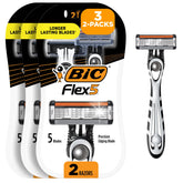 BIC Flex 5 Sensitive front packaging showing two disposable razors and product benefits