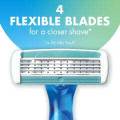 BIC Soleil 4 handle texture close-up showing non-slip grip for wet control