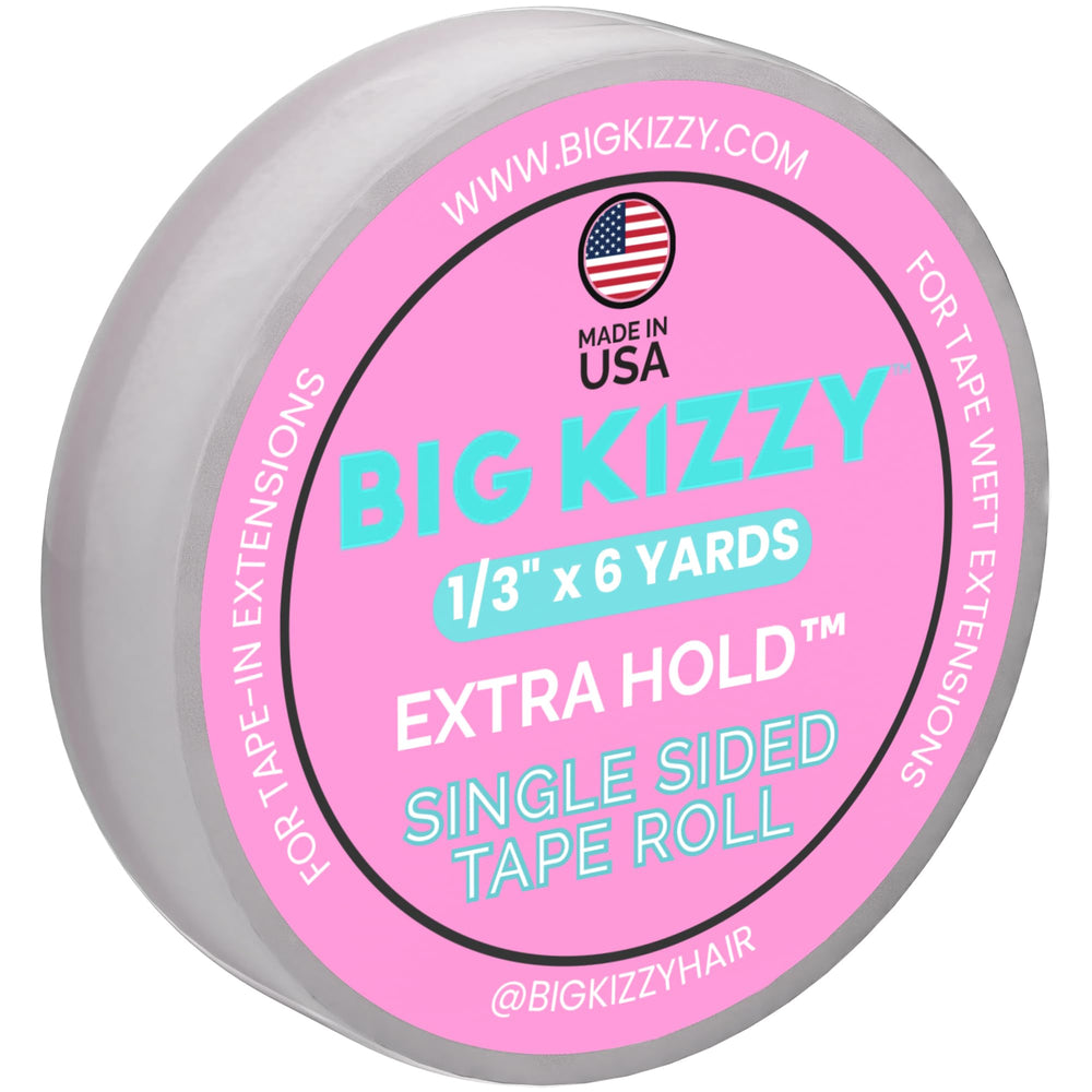 Big Kizzy front packaging showing tape roll and length for professional use