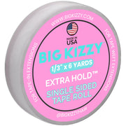 Big Kizzy front packaging showing tape roll and length for professional use