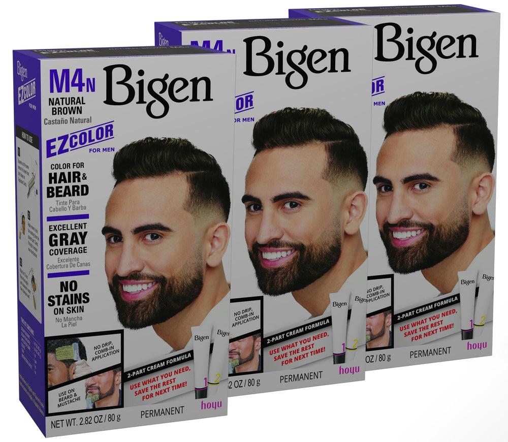 Bigen front packaging showing three-pack and clean presentation benefit